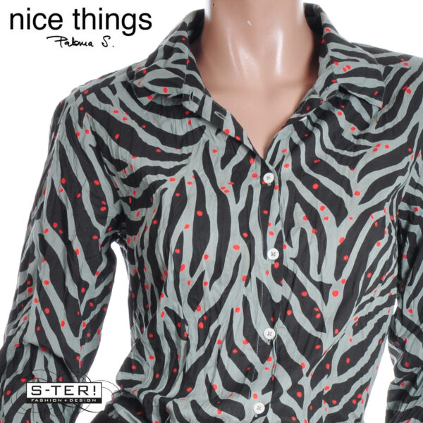 W38.16 Nice Things zebra print basic shirt #99 WWV088 black - Afbeelding 3