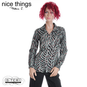 W38.16 Nice Things zebra print basic shirt #99 WWV088 black