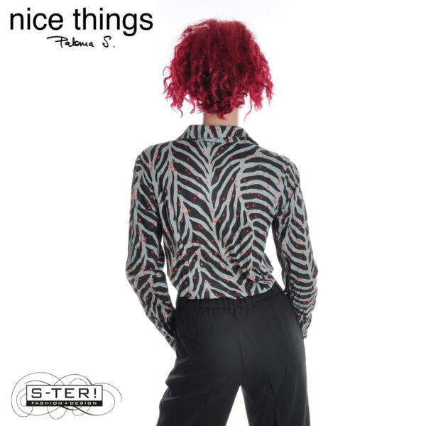W38.16 Nice Things zebra print basic shirt #99 WWV088 black - Afbeelding 2