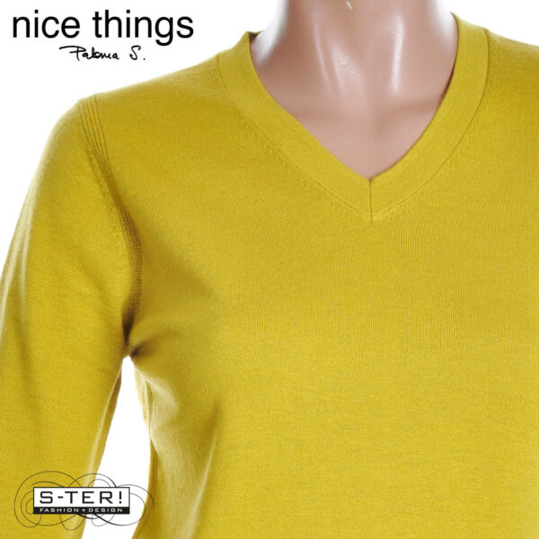 W38.6 Nice Things BASIC sweater with ribbed details WKV030 INTENSE YELLOW - Afbeelding 3