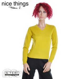 W38.6 Nice Things BASIC sweater with ribbed details WKV030 INTENSE YELLOW