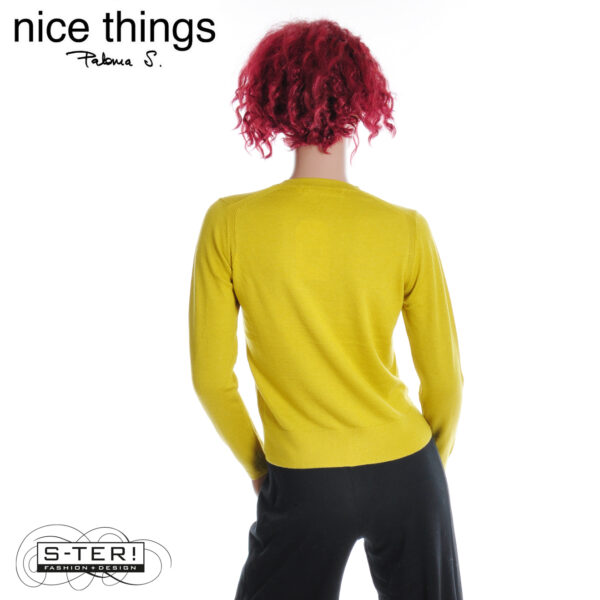W38.6 Nice Things BASIC sweater with ribbed details WKV030 INTENSE YELLOW - Afbeelding 2