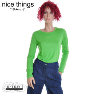 W38.27 Nice Things BASIC WOOL T-SHIRT WJV014 intense green