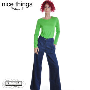 W38.11 Nice Things BLUE DENIM PLEATS PANTS WWV121 DENIM