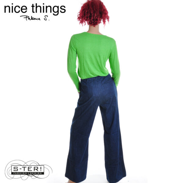 W38.27 Nice Things BASIC WOOL T-SHIRT WJV014 intense green - Afbeelding 4