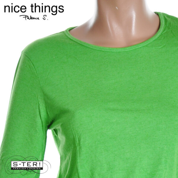 W38.27 Nice Things BASIC WOOL T-SHIRT WJV014 intense green - Afbeelding 5