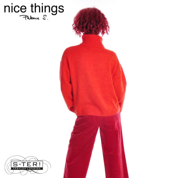 W38.1 Nice Things BASIC WOOL TURTLENCK SWEATER WKV005 RED ORANGE - Afbeelding 5