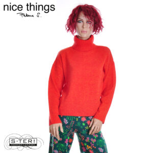 W38.1 Nice Things BASIC WOOL TURTLENCK SWEATER WKV005 RED ORANGE