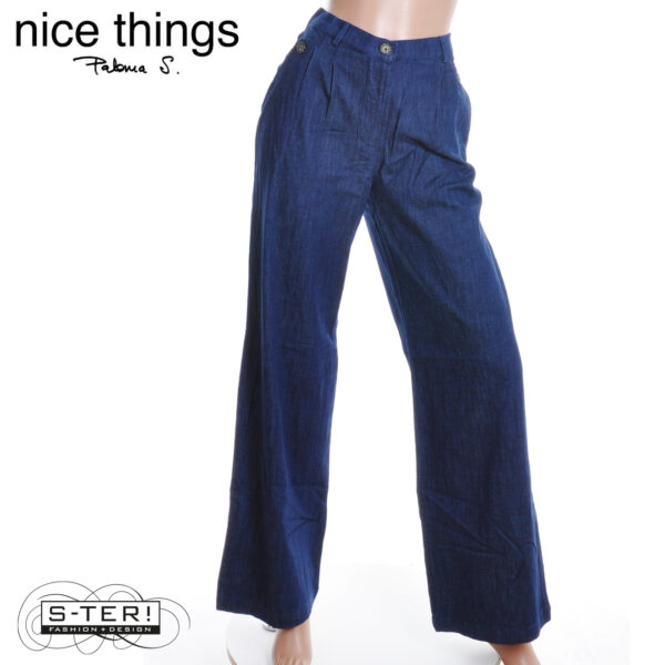 W38.11 Nice Things BLUE DENIM PLEATS PANTS WWV121 DENIM - Afbeelding 6