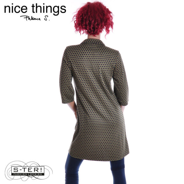 W38.2 Nice Things ENDLESS COLUMN JACQUARD POLO DRESS WJV021 NAVY - Afbeelding 2
