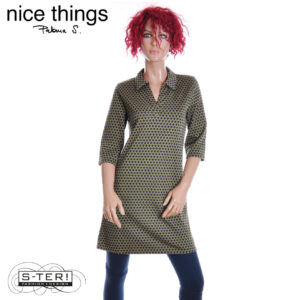 W38.2 Nice Things ENDLESS COLUMN JACQUARD POLO DRESS WJV021 NAVY