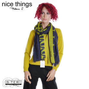 W38.28 Nice Things FLORAL HOUNDSTOOTH FOULARD WFV018 INTENSE YELLOW