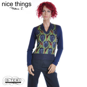 W38.24 Nice Things KNITTED JAQUARD VEST WKV065 KIWI GREEN