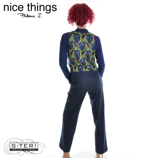 W38.24 Nice Things KNITTED JAQUARD VEST WKV065 KIWI GREEN - Afbeelding 5