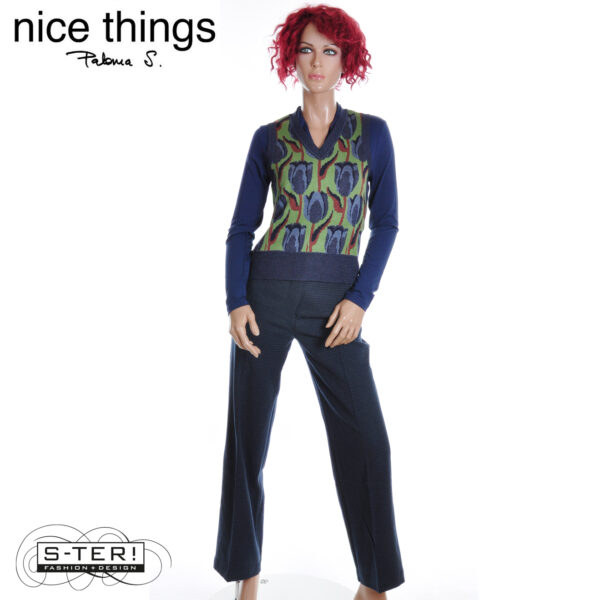 W38.24 Nice Things KNITTED JAQUARD VEST WKV065 KIWI GREEN - Afbeelding 4