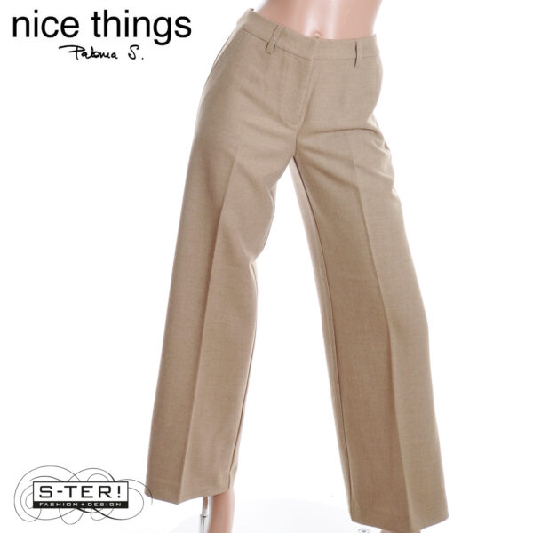 W38.9 Nice Things MELANGE STRUCTURED PANTS WWV049 BEIGE - Afbeelding 4
