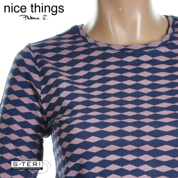 W38.17 Nice Things PRINTED ROUND NECK FOAM SHIRT WJV010 LAVENDER - Afbeelding 5