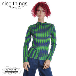 W38.17 Nice Things PRINTED TURTLE NECK FOAM T-SHIRT WJV011 intense green