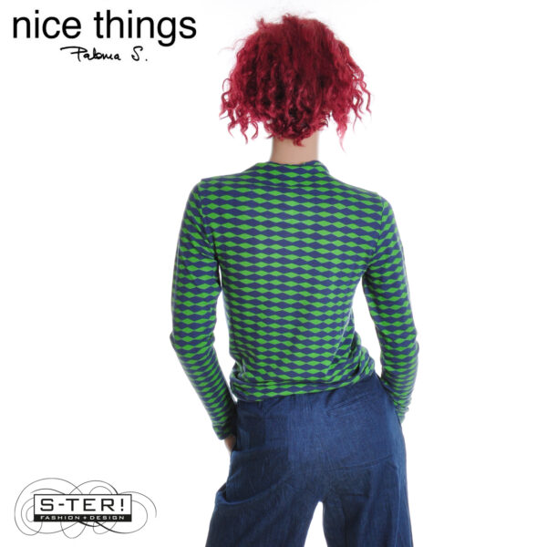W38.17 Nice Things PRINTED TURTLE NECK FOAM T-SHIRT WJV011 intense green - Afbeelding 2