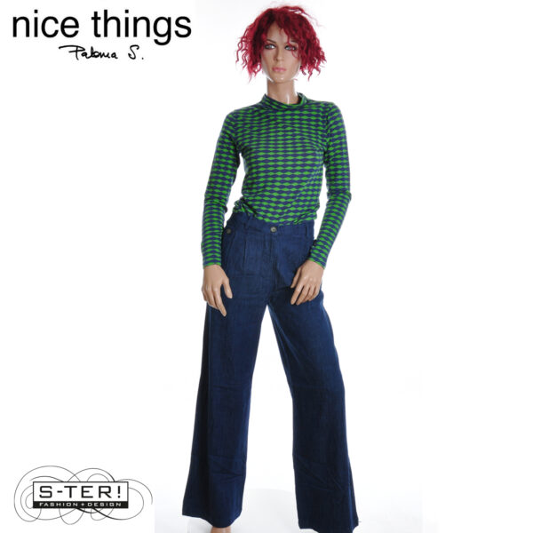W38.17 Nice Things PRINTED TURTLE NECK FOAM T-SHIRT WJV011 intense green - Afbeelding 3
