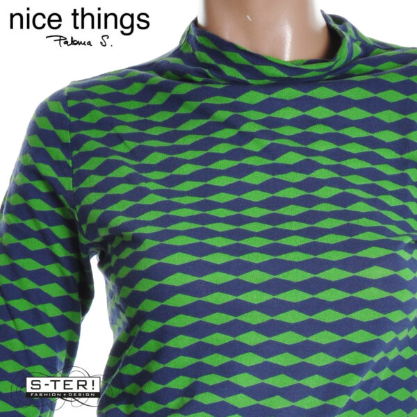 W38.17 Nice Things PRINTED TURTLE NECK FOAM T-SHIRT WJV011 intense green - Afbeelding 5