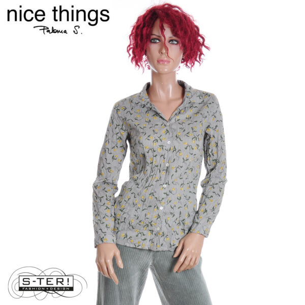 W38.8 Nice Things small tulips print basic shirt #99 WWV086 LIGHT GREY