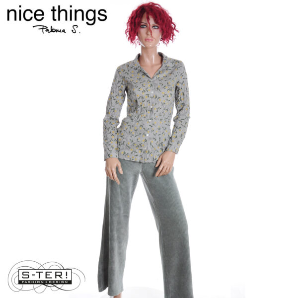 W38.8 Nice Things small tulips print basic shirt #99 WWV086 LIGHT GREY - Afbeelding 4