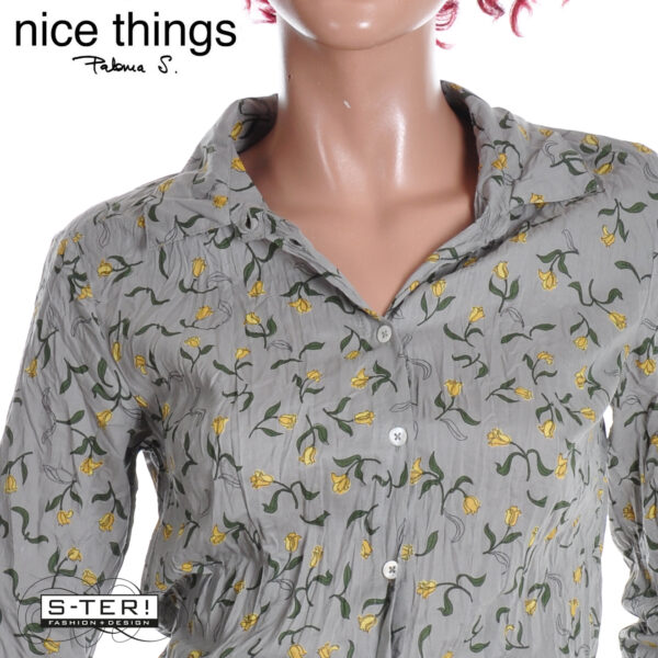 W38.8 Nice Things small tulips print basic shirt #99 WWV086 LIGHT GREY - Afbeelding 3