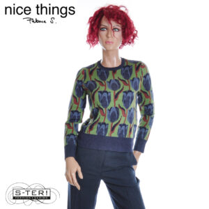 W38.5 Nice Things TULIPS JAQUARD SWEATER WKV067 KIWI GREEN