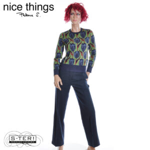 W38.19 Nice Things WINDOW CHECKED PANTS WWV025 NAVY