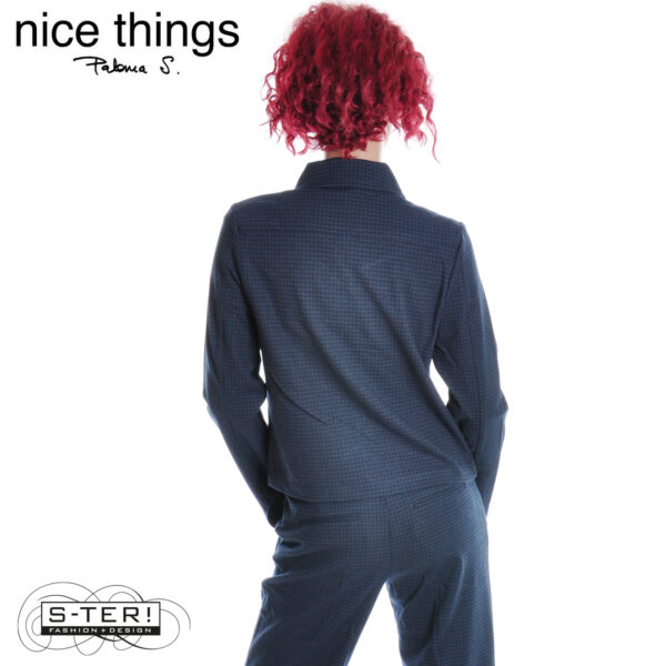 W38.23 Nice Things WINDOW CHECK ZIPPER JACKET WWV026 NAVY - Afbeelding 2