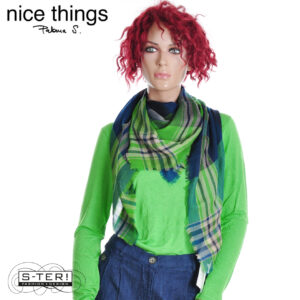 W38.30 Nice Things WOOL CHECK SCARF WFV022 kiwi green