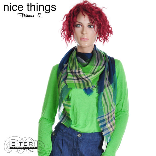 W38.30 Nice Things WOOL CHECK SCARF WFV022 kiwi green