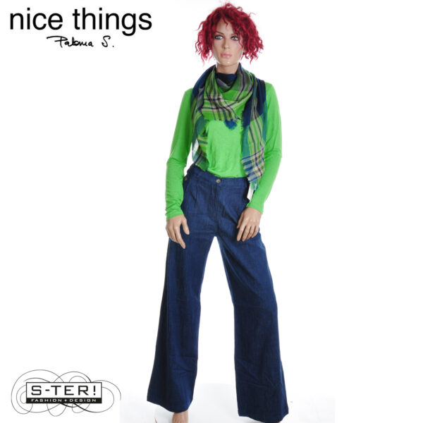 W38.30 Nice Things WOOL CHECK SCARF WFV022 kiwi green - Afbeelding 3