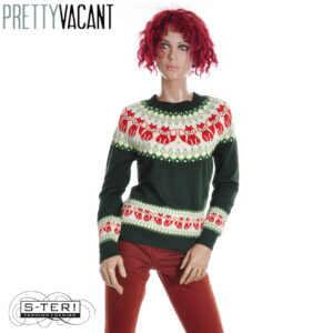 W39.4  PRETTY VACANT FOX FAIRISLE SWEATER DARK GREEN