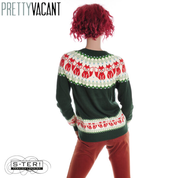W39.4  PRETTY VACANT FOX FAIRISLE SWEATER DARK GREEN - Afbeelding 2