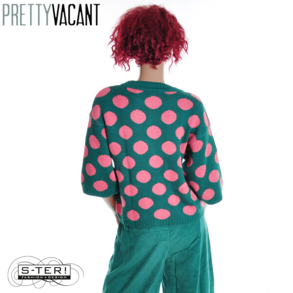 W39.7  PRETTY VACANT ROMA 3/4 SLEEVE POLKA GREEN/PINK - Afbeelding 2