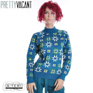 W39.8  PRETTY VACANT SUSAN SWEATER QUILT TEAL