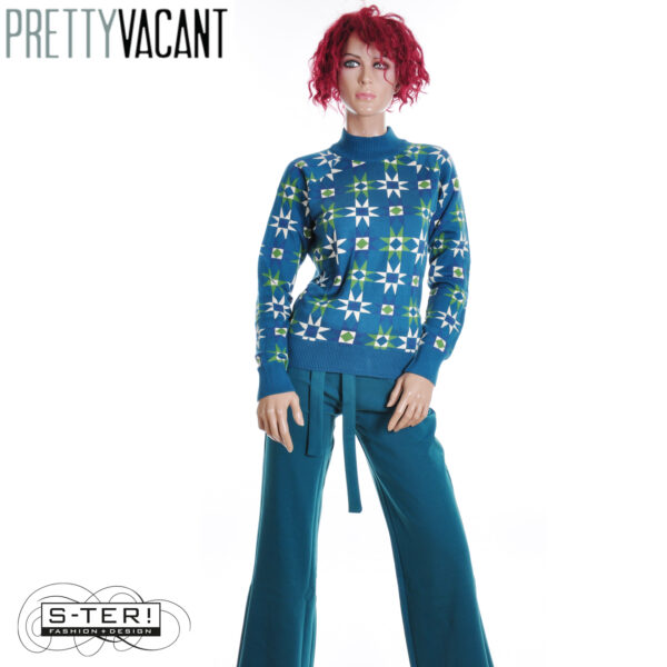 W39.8  PRETTY VACANT SUSAN SWEATER QUILT TEAL - Afbeelding 3