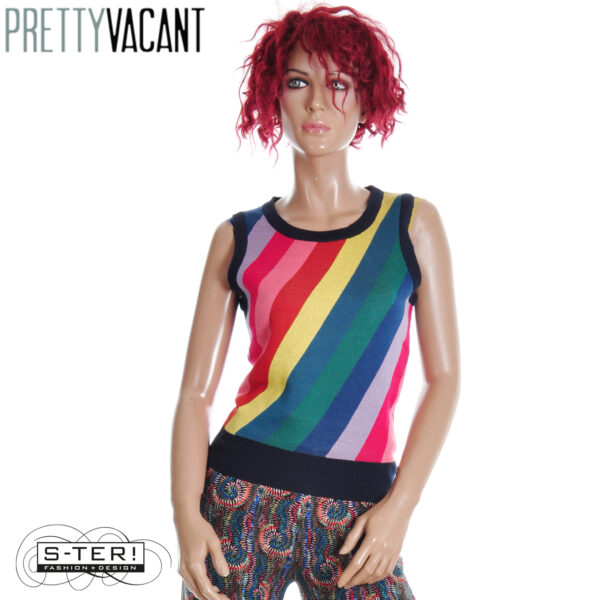W39.9  PRETTY VACANT TANK TOP 45 DEGREE STRIPE MULTI STRIPE