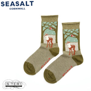 W7.99 Seasalt Cornwall SNOWY SCENES SOCKS WOODLAND DOE GULLY
