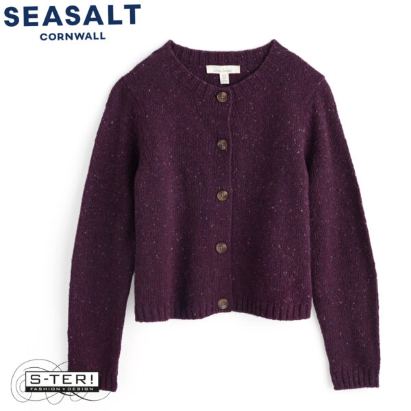 W7.85 Seasalt Cornwall DAWSON PICK CARDIGAN MERINO GRAPE - Afbeelding 5