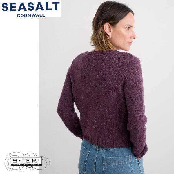 W7.85 Seasalt Cornwall DAWSON PICK CARDIGAN MERINO GRAPE - Afbeelding 3