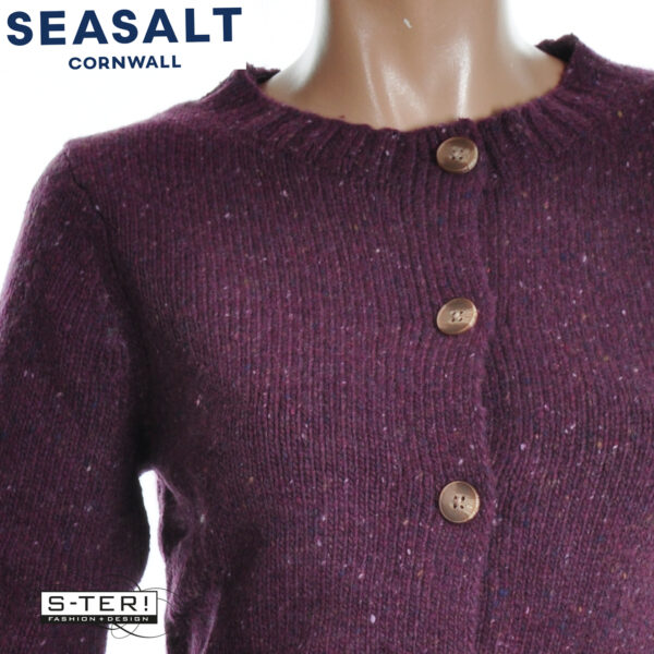 W7.85 Seasalt Cornwall DAWSON PICK CARDIGAN MERINO GRAPE - Afbeelding 8