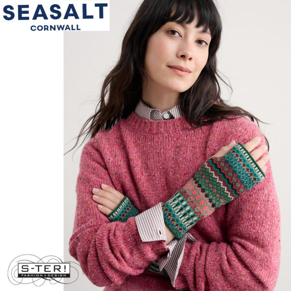 W7.101 Seasalt Cornwall MALVA FINGERLESS MITTENS WEAVING NEEDLE DARK FORAGE - Afbeelding 3