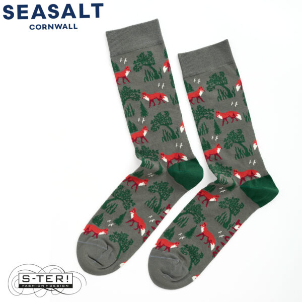 W7.76 Seasalt Cornwall MEN'S BAMBOO ARTY SOCKS DULAS FOX SORREL