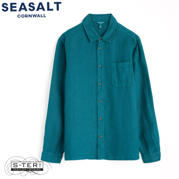 W7.75 Seasalt Cornwall MEN'S CURATOR SHIRT KINGFISHER