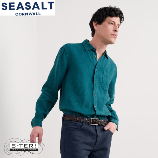 W7.75 Seasalt Cornwall MEN'S CURATOR SHIRT KINGFISHER - Afbeelding 2