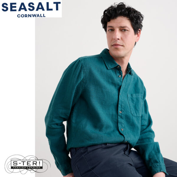 W7.75 Seasalt Cornwall MEN'S CURATOR SHIRT KINGFISHER - Afbeelding 3