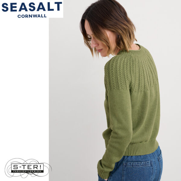 W7.9 Seasalt Cornwall STONE CHAT JUMPER MOSS - Afbeelding 3